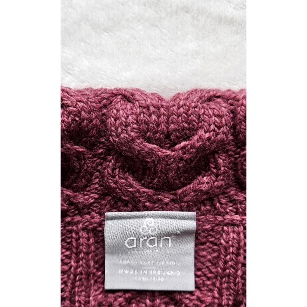 ARAN Woolen Mills IRELAND soft chunky merino-wool knit pocket sweater cardigan L - Picture 11 of 14